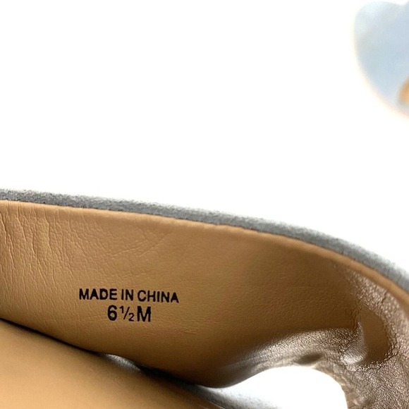 Banana Republic Womens Slip On Sandals Flats Peep Toe Light Blue Suede Sz 6.5 - Picture 6 of 11